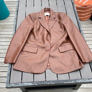 Aritzia Wilfred Memories Blazer Vegan Leather Size Small Cognac Brown